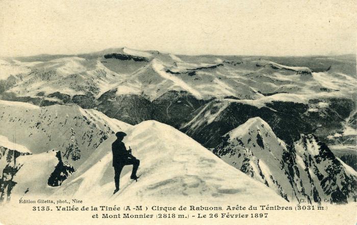 3135. Vallée de la Tinée (A-M) Cirque de Rabuons. Arête du Ténibres '(3031 m.) et Mont Monnier (2818 m.) 5 le 26 février 1897.